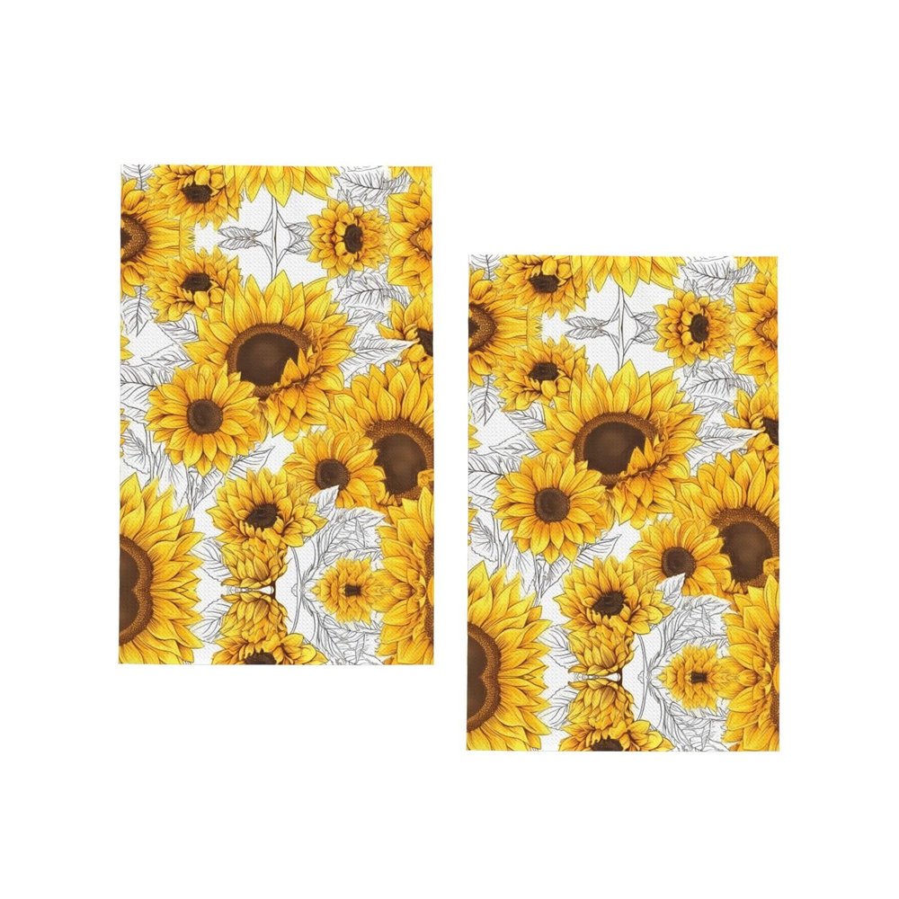 (Sunflowers Printed) Kitchen Towels,Absorbent Dish Towels for Kitchen,Soft Dish Cloth for Home,Multi-Purpose Dishcloths for Household Cleaning and Drying,16 X 26