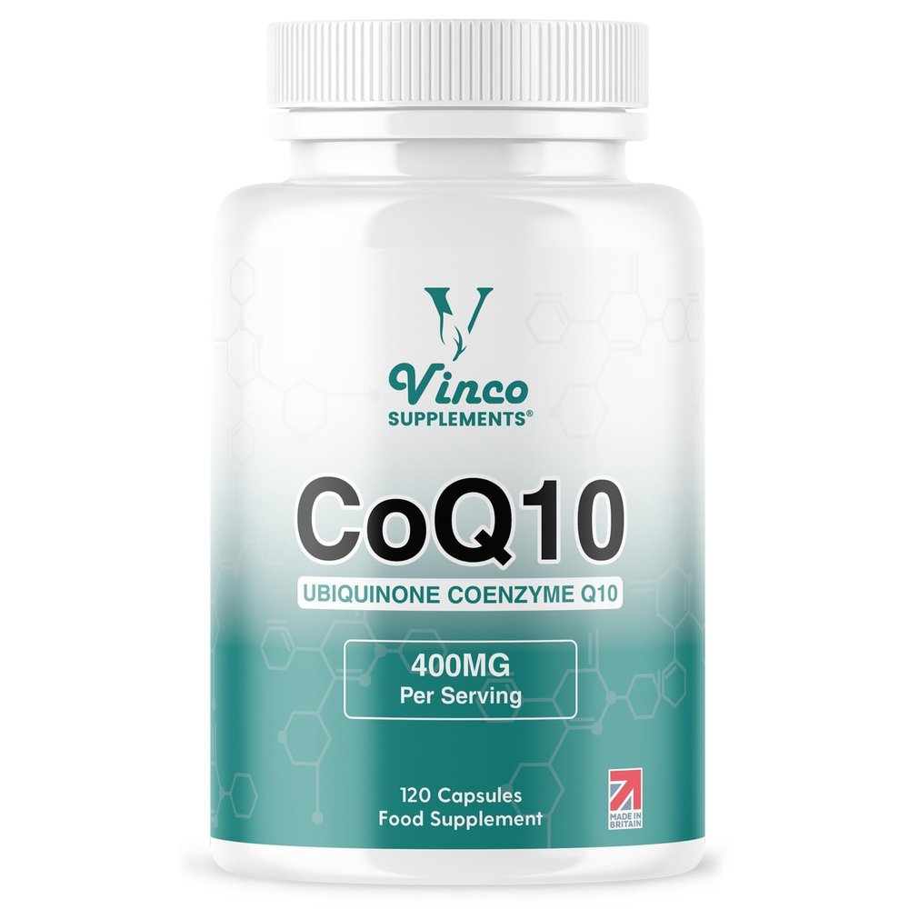 Vinco CoQ10 400mg - 120 High Strength Ubiquinone Coenzyme Q10 Capsules Antioxidant Supplement for Heart & Cardio, Increased Energy & Focus - Naturally Fermented - Non-GMO & Gluten Free - UK Made