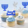 24 PCS Happy Hanukkah Cupcake Toppers Hanukkah Party Theme Cake Toppers Jewish Birthday Cake Decorations view 3