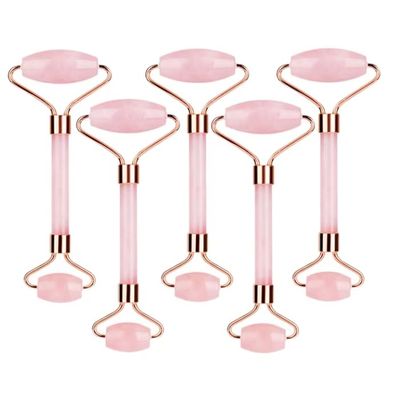 XINLIANYI 5pcs Quartz Jade Roller Massager Jade Massage Roller Massager Tool,pink