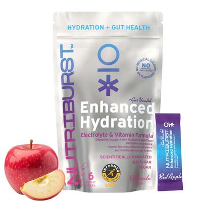 Nutriburst - GUT HEALTH Electrolytes + 11 Vitamins & Minerals  Digestive Function  GUT HEALTH - Suitable for Vegans - 6 Pack: APPLE - Enhanced Hydration