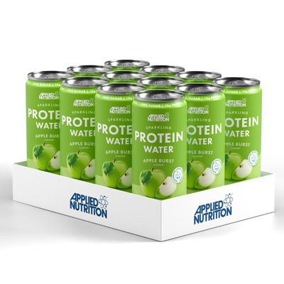 Applied Nutrition Sparkling Protein Water - 10g Collagen Boost  Low-Calorie Hydration with Vitamin C and Coconut Water  Refreshing and Wellness Drink (Pack of 12 Cans x 330ml) (Apple Burst)