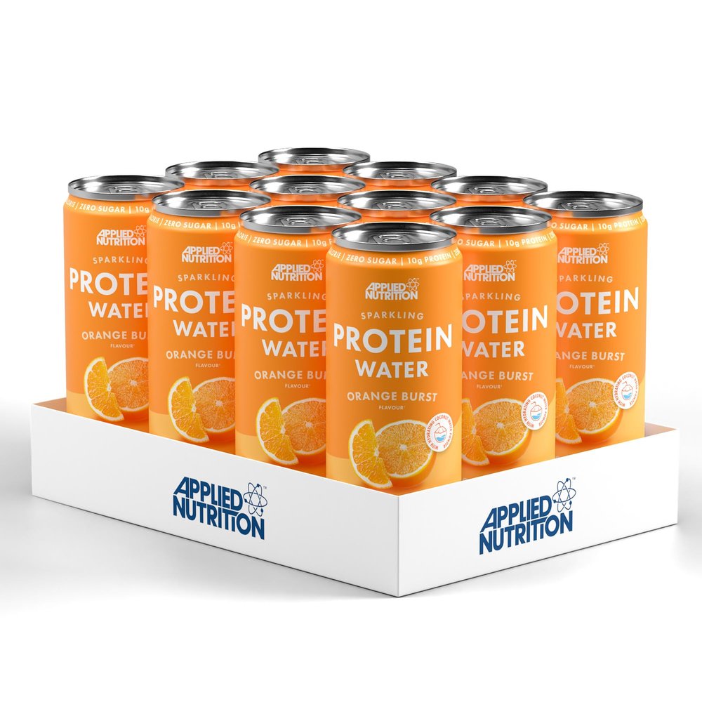 Applied Nutrition Sparkling Protein Water - 10g Collagen Boost  Low-Calorie Hydration with Vitamin C and Coconut Water  Refreshing and Wellness Drink (Pack of 12 Cans x 330ml) (Orange Burst)