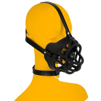 Black Leather Adjustable Mouth Mask Alternative Role Play Leather Mask Tools (Black, S)