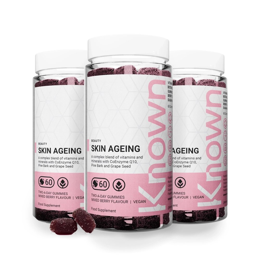 Known Tasty Skin Ageing Gummies - Vitamin C, Selenium - Supports Skin, Antioxidant - Natural Mixed Berry Flavour - 60 Vegan Gummies, 3 Months Supply