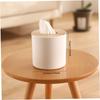 Round Tissue Box with Bamboo Lid Decorative Waterproof Toilet Paper Roll Cover for Bedroom, Dinner Table, Office,Kitchen Bathroom Tissue Box Cover, Toilet Paper Roll Cover, Round Tissue Box view 3