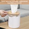 Round Tissue Box with Bamboo Lid Decorative Waterproof Toilet Paper Roll Cover for Bedroom, Dinner Table, Office,Kitchen Bathroom Tissue Box Cover, Toilet Paper Roll Cover, Round Tissue Box view 4