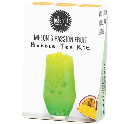 Product Image Bubble Tea Kit | Honeydew Melon Powder, Passion Fruit Popping Boba and Paper Straw | Makes 1 Milky Bubble Tea | Vegan | by THE TEASHED