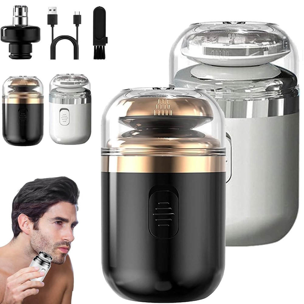 Capsule Razor, Palyrain Mini Portable Electric Shaver, Portable Multifunctional Capsule Shave Men's Razor, Capsule Razor Technology, Washable Rotary Razor (2pcs-a)