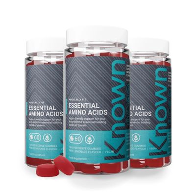 Known Essential Amino Acids Gummies  Pink Lemonade Flavour  Vegan Gummy Supplement with 200mg Amino Acids  Muscle Health & Recovery  3 Month Supply  for Men & Women