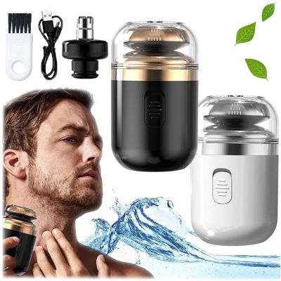 Capsule Razor, 2 in 1 Capsule Mini Shaver for Men, Mini Portable Electric Shaver, USB Rechargeable Wet Dry Mini Shaver, Capsule Shaver & Nose Hair Trimmer (2PC-A)