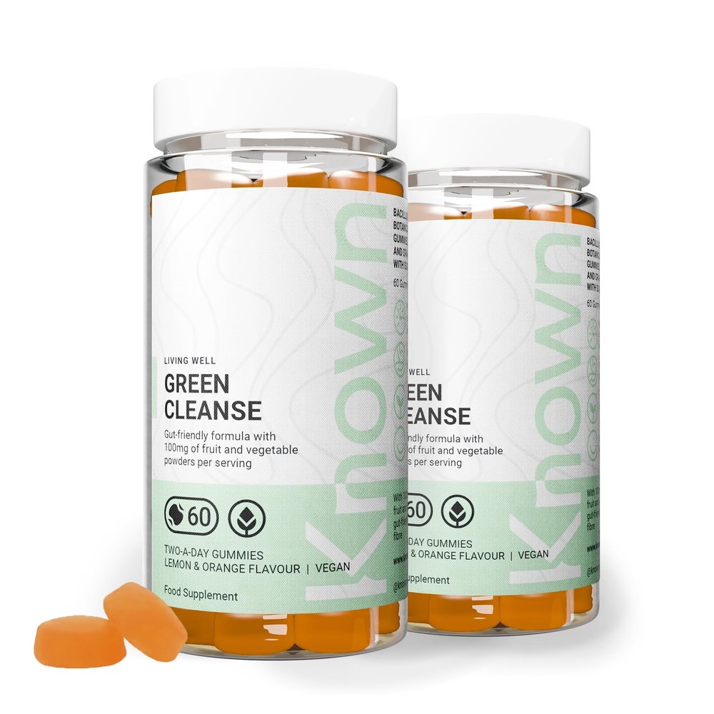 Known Delicious Green Cleanse Gummies - Chlorella & Gut-Friendly Bacteria - Natural Lemon & Orange Flavour - 60 Vegan Gummies, 2 Months Supply
