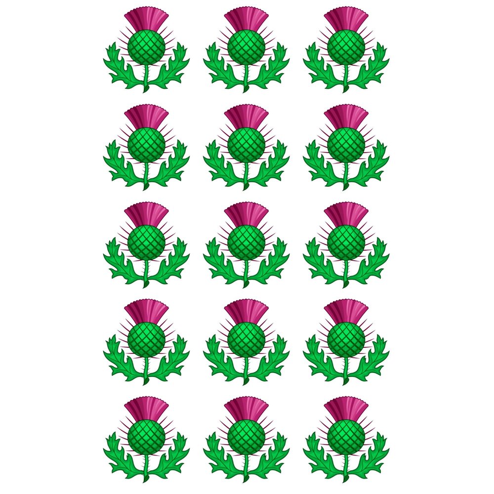 15 x Scottish Thistle Edible Wafer or Icing Cupcake Toppers St Andrew's Day Party Cake Decorations Perfect For Brownies Cookies Muffins & More! (Premium Icing Sheet)