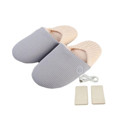 rongweiwang Heating Shoes for Men Fast Warm Feet Safe and Assured Hiddens Battery Bag Easy Not to Hurt Feet Cotton Electric Slippers, Gray boy Size 39-44