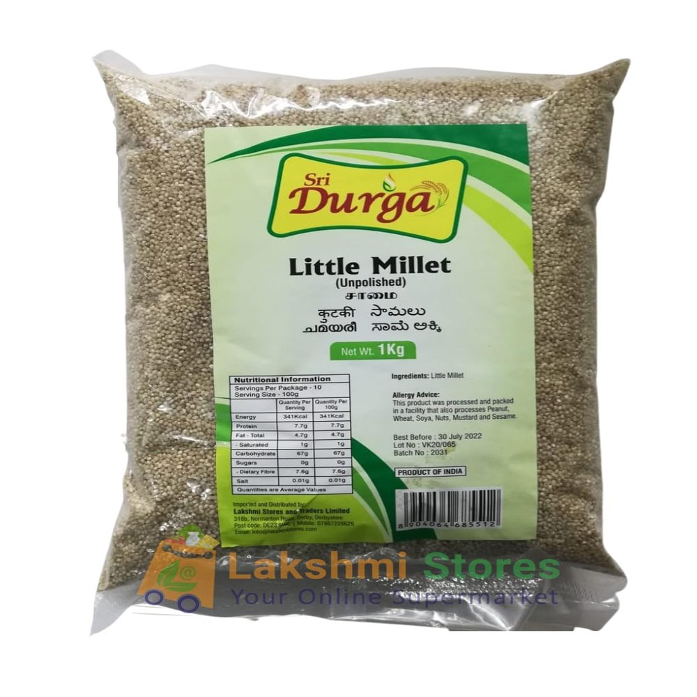 "SRI DURGA Unpolished Samai (Little Millet) 1KG - Small Millet, Kutki, Sama Rice, Moraiyo, Healthy Whole Grain, Ideal for Pongal, Khichdi, and Traditional Recipes"