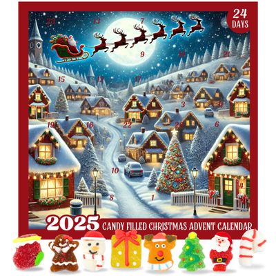 Sweetzo Gummy Candy Filled Advent Calendar, Countdown to Christmas 2024 with Holiday Gummies Inside - 10.16 Ounces