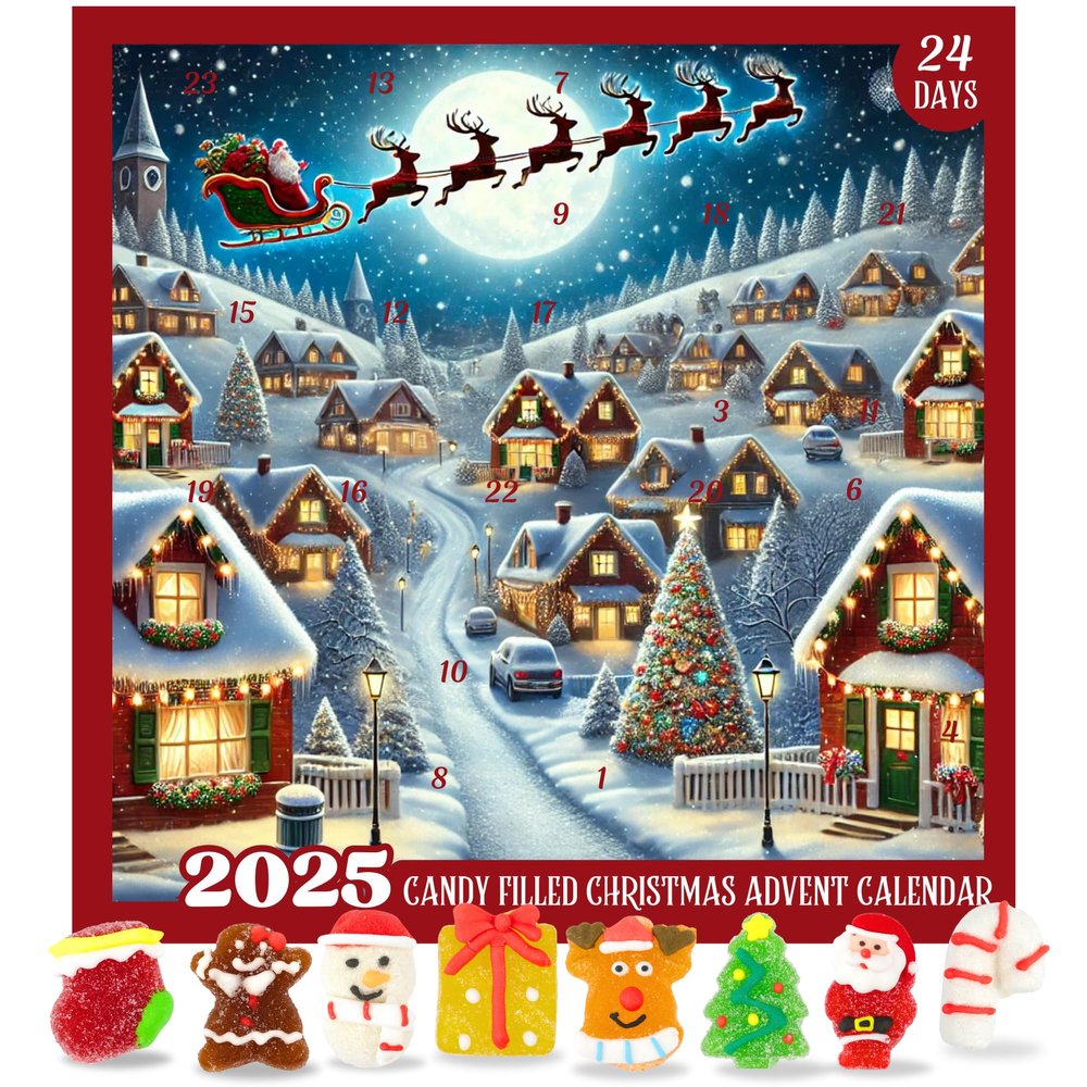 Sweetzo Gummy Candy Filled Advent Calendar, Countdown to Christmas 2024 with Holiday Gummies Inside - 10.16 Ounces