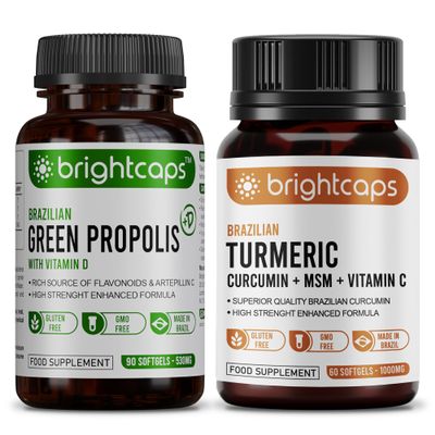 Bee Health Propolis | Brazilian Green Propolis with Vitamin D + Turmeric with MSM and Vitamin C | Immune System Booster and Joint Pain Support