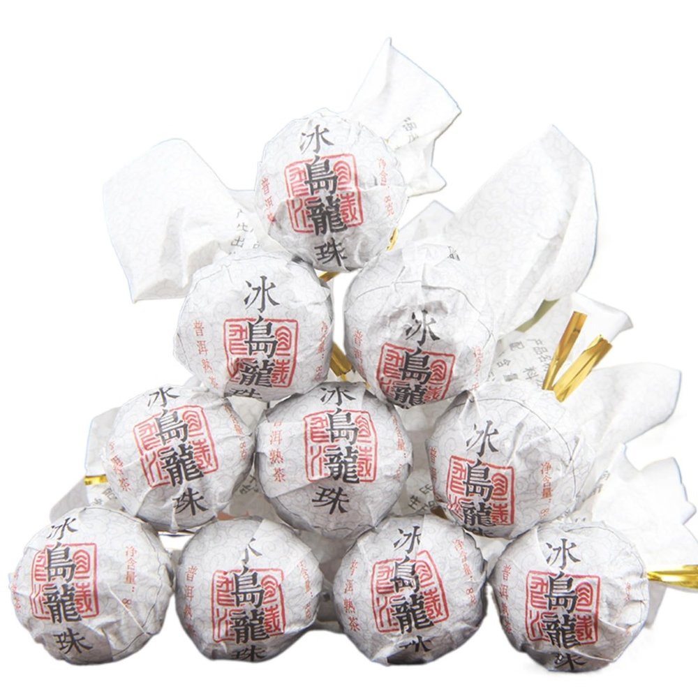 Ancient Tree Pu'er Ripe Tea Longzhu Tuocha, Mellow Taste Yunnan Lincang Ice Island Pu'er Tea (500g)