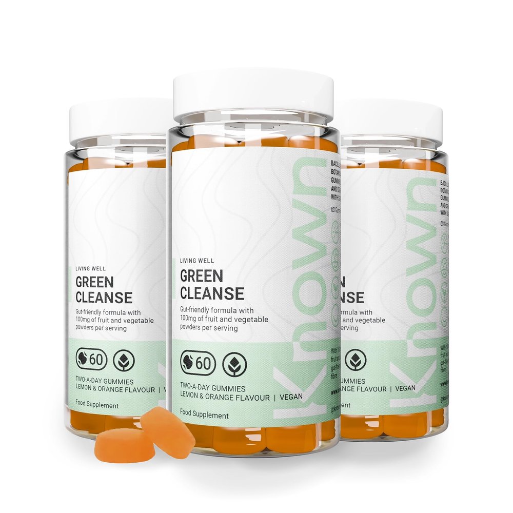 Known Delicious Green Cleanse Gummies - Chlorella & Gut-Friendly Bacteria - Natural Lemon & Orange Flavour - 60 Vegan Gummies, 3 Months Supply