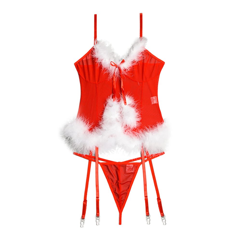 TYUIOP Sexy Santa Costume Women Women's Lingerie Lingerie Sets for Women UK Sexy Womens Outfit for Bedroom Fishnet Bodysuit Womens Christmas Set