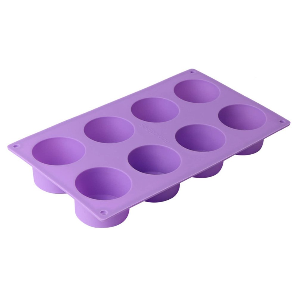 JOERBABU 8-Cells Round Shaped Mold 3D Chocolate Cake Fondant Mold for Birthday Cakes Supplies Professional Baking Tools