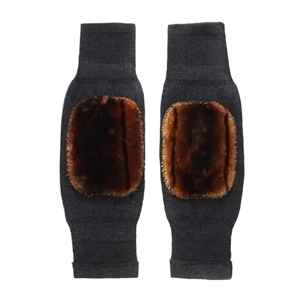 1 Pair Wool Knee Brace Pads Winter Warm Thermal Knee Warmers Thicken Lengthen Elastic Knees Sleeves(Coffee)