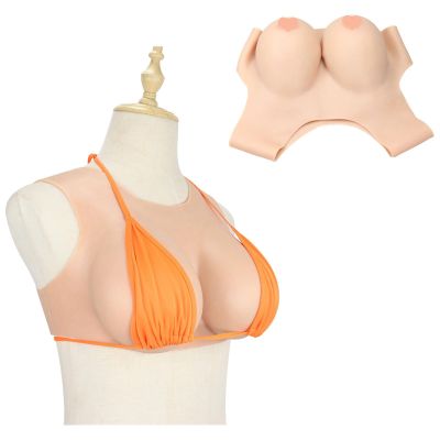 Realistic Silicone Breastplate Round Neck Style Breast Plates Silk Cotton Filled/Gel Filled for Crossdresser Drag Queen,Color 3,Silicone CUP`E