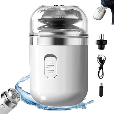 2 in 1 Mini Portable Electric Shaver Multifunctional Capsule Shaver with Nose Hair Trimmer Waterproof Washable Electric Shaver USB Rechargeable Rotary Shaver