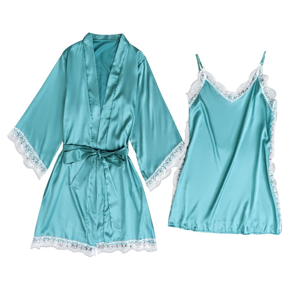 LOIJMK Women's Sexy Lingerie 2 Garter Lingerie Set Robes Lace Bodysuit Deep V-Neck Underwear Cotton Nightdress Nightdress for Birth, Green, XL