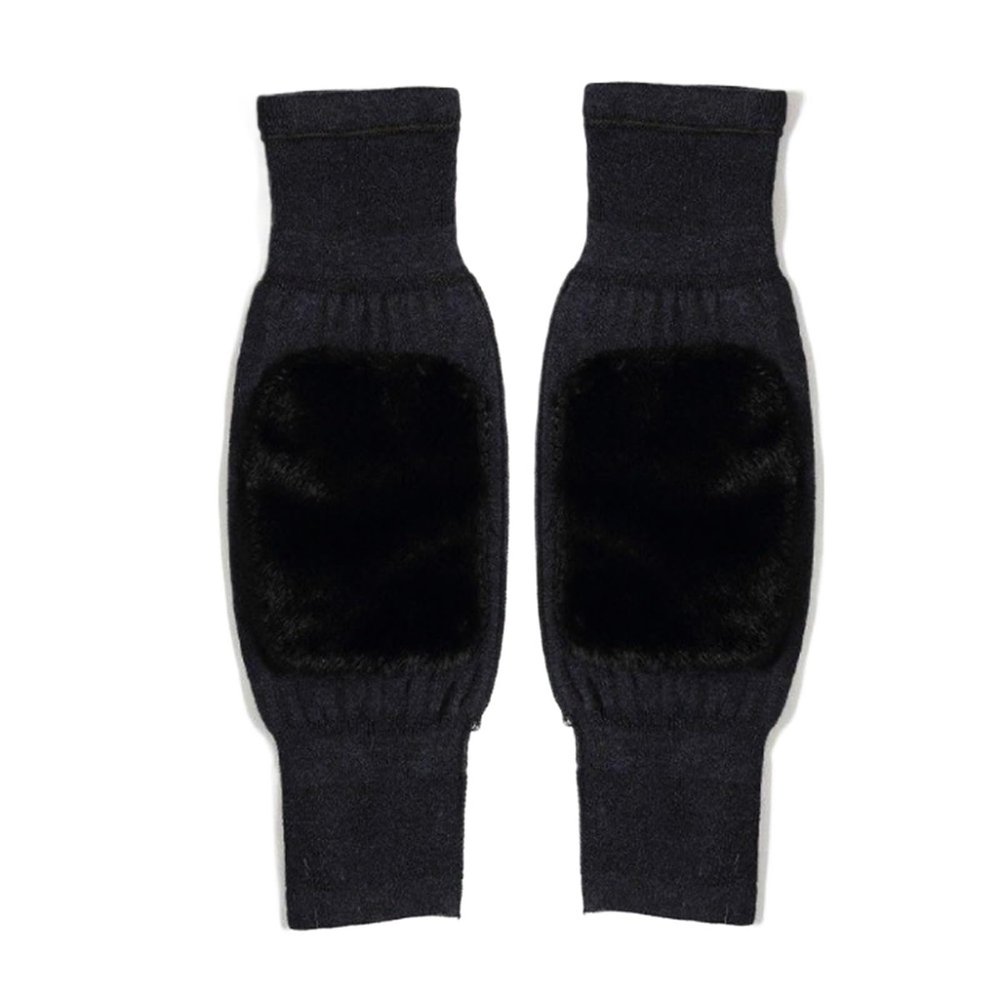 1 Pair Wool Knee Brace Pads Winter Warm Thermal Knee Warmers Thicken Lengthen Elastic Knees Sleeves(Black)