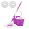 Crystals 360 Spin Floor Mop and Bucket Set - Microfibre Mop with Bucket and Wringer System - 2 Mop Heads - Spin Mop for Home Cleaning - Floor Cleaning Mop Set for Tile, Wood, and Marble Floors-PURPLE view 1