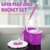 Crystals 360 Spin Floor Mop and Bucket Set - Microfibre Mop with Bucket and Wringer System - 2 Mop Heads - Spin Mop for Home Cleaning - Floor Cleaning Mop Set for Tile, Wood, and Marble Floors-PURPLE view 2