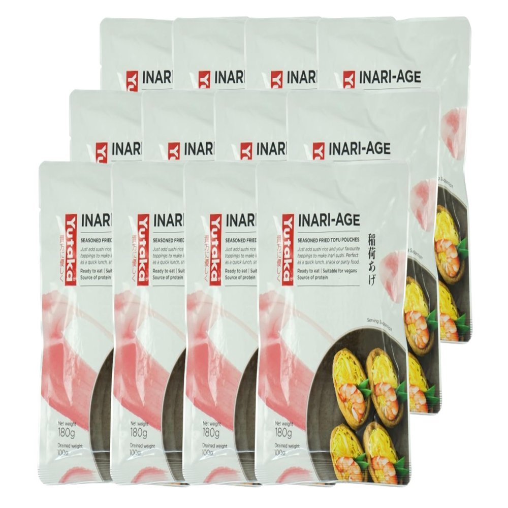 Yutaka Seasoned Soybean Curd Sushi Pockets Inari 10pc (Pack of 12) | Ready-to-Use Sweet Tofu Pouches | Perfect for Sushi & Snacks | Vegan & Vegetarian