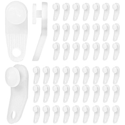 50 Pcs Plastic Curtain Hooks & Track Gliders - White Traverse Rod Slides for Curtain Roller Tracks, Cross-bar Slide Rail Replacement Parts, Ideal for Curtain Rail Track Accessories
