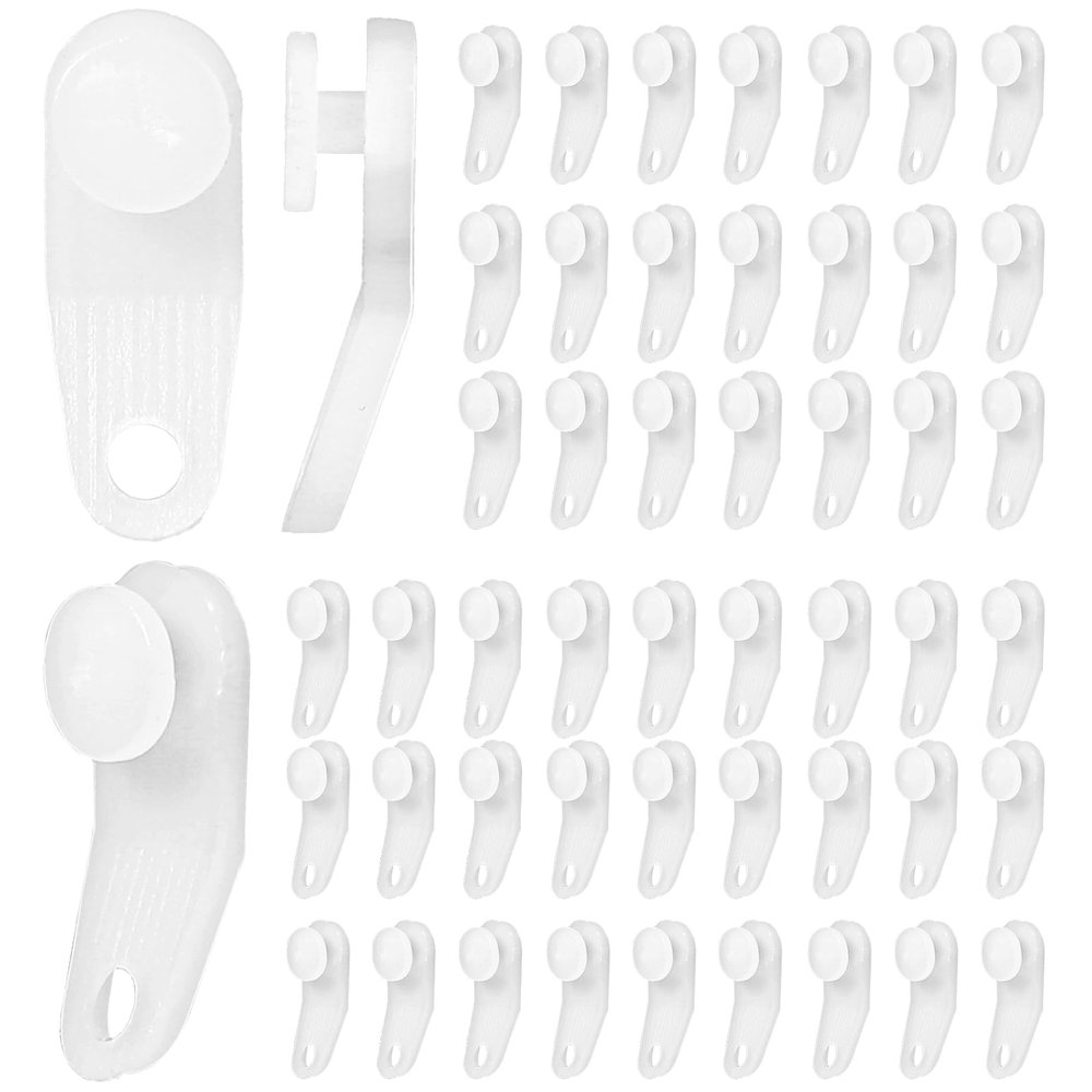 50 Pcs Plastic Curtain Hooks & Track Gliders - White Traverse Rod Slides for Curtain Roller Tracks, Cross-bar Slide Rail Replacement Parts, Ideal for Curtain Rail Track Accessories