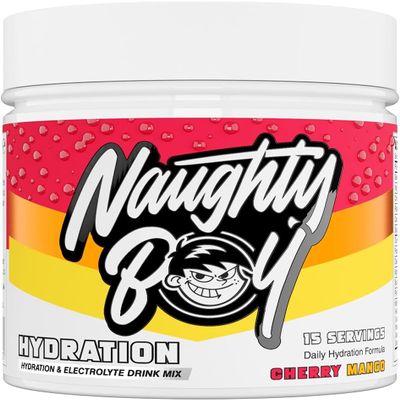 NaughtyBoy Hydration Electrolyte Powder - Cherry Mango, 127.5g, Sugar-Free Hydration Drink with Creatine, Zero Calories, Electrolyte Support & Recovery