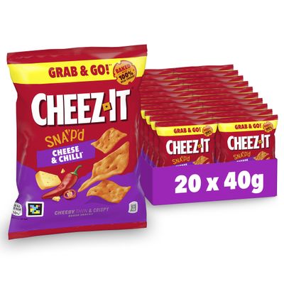Cheez-It Snap'd Cheese & Chilli Baked Snacks, 100% Real Cheese, Cheesy, Thin & Crispy
