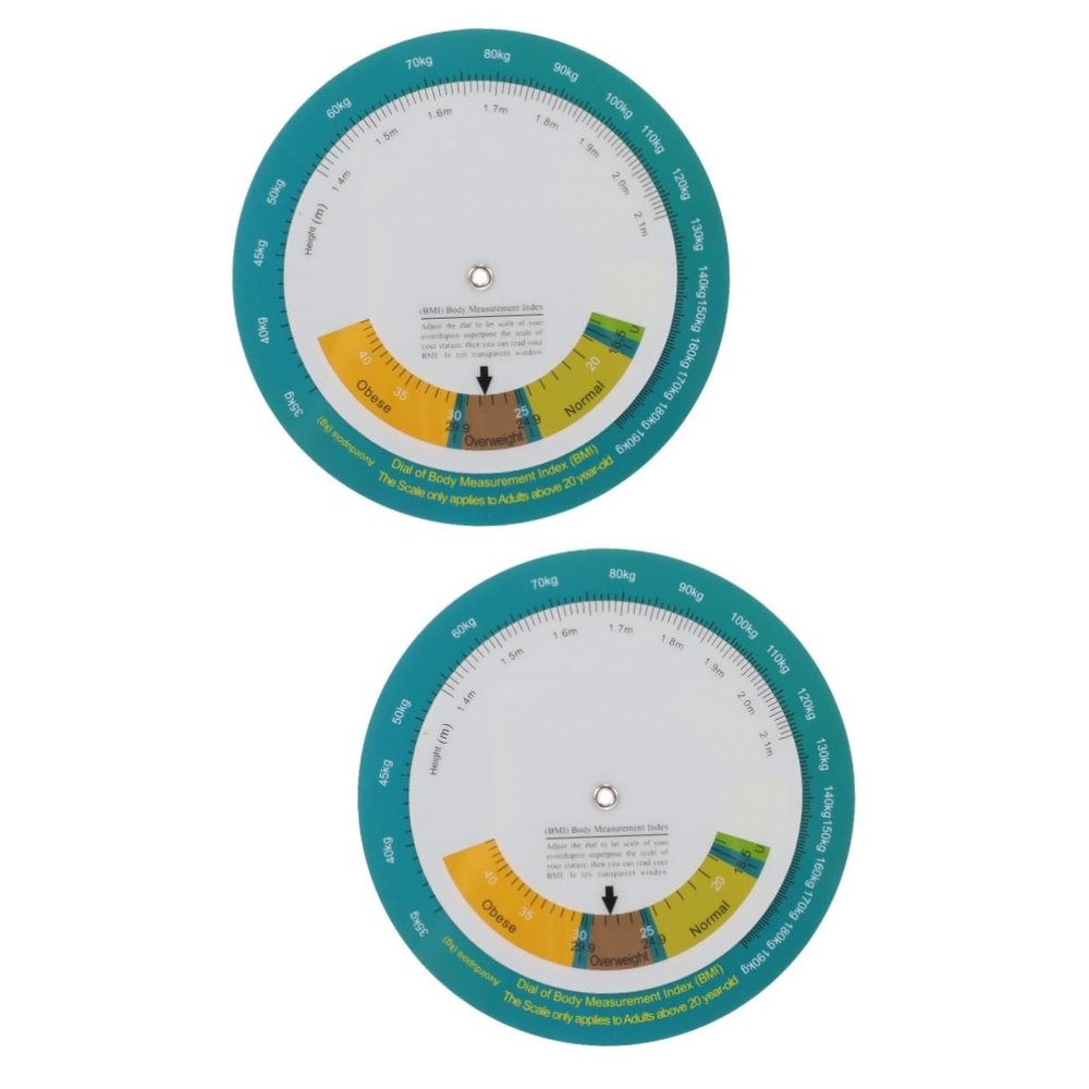 minkissy 2pcs Bmi Quick Look Wheel Wall Mount Weight Chart Female Bmi Chart Measurement Tool Obesity Index Body Weight for Home Use
