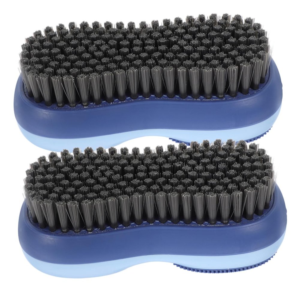 KOMBIUDA 2pcs Double-sided Cleaning Brush Soft Bristles Laundry Brush