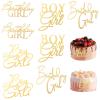 8 PACK Cake Topper, Gender Reveal Cake Decorations, for He or She, Gold Glitter, Party Photo Booth Props, Acrylic Gold Cake Toppers view 1