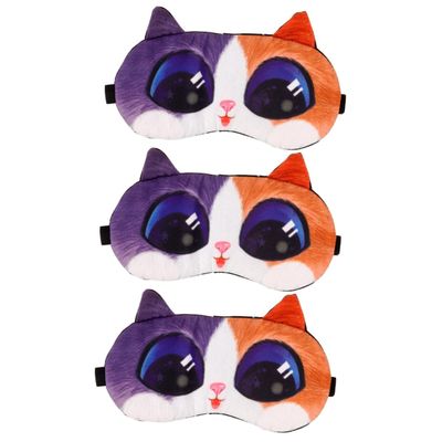 Healvian 3pcs Practical Sleeping Eye Cartoon Design Multi-Function Light-Blocking Eye Cover for Travel Naps Office Use Comfortable and Portable Sleep Accessory