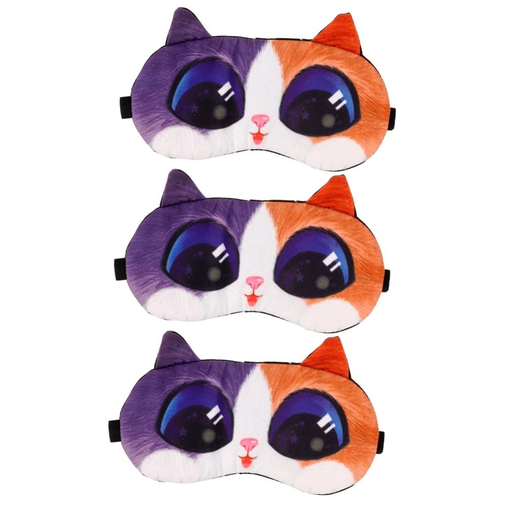 Healvian 3pcs Practical Sleeping Eye Cartoon Design Multi-Function Light-Blocking Eye Cover for Travel Naps Office Use Comfortable and Portable Sleep Accessory