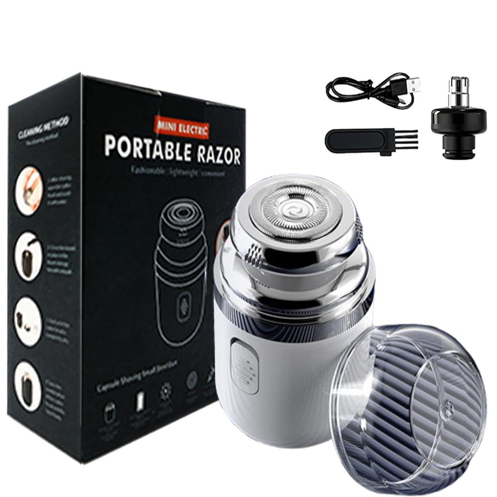 Capsule Razor, Capsule Razor Mini Portable Electric Shaver, Multifunctional Capsule Shave Men's Razor, Mini Portable Electric Shaver, Capsule Razor for Women and Men (White)