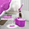Crystals 360 Spin Floor Mop and Bucket Set - Microfibre With Wringer System - 2 Heads for Home Cleaning - Set for Tile, Wood, and Marble Floors (Purple) view 2