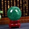 HHCTEBEC Natural Green Crystal Ball with Wooden Base Green Fluorite Ball Feng Shui Crystal Sphere for Meditation Divination Healing Photography Decoration,14cm/5.5in view 2
