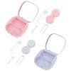 KOMBIUDA Portable Contact Case 2pcs Set Smooth Oval Holder in Sky Blue Pink for Travel and Daily Use view 1