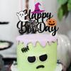 Rsstarxi 1 Pack Happy Boo Day Cake Topper Glitter Ghost Pumpkin Wizard Cake Pick for Halloween Theme Baby Shower Birthday Halloween Party Cake Decorations Supplies view 3