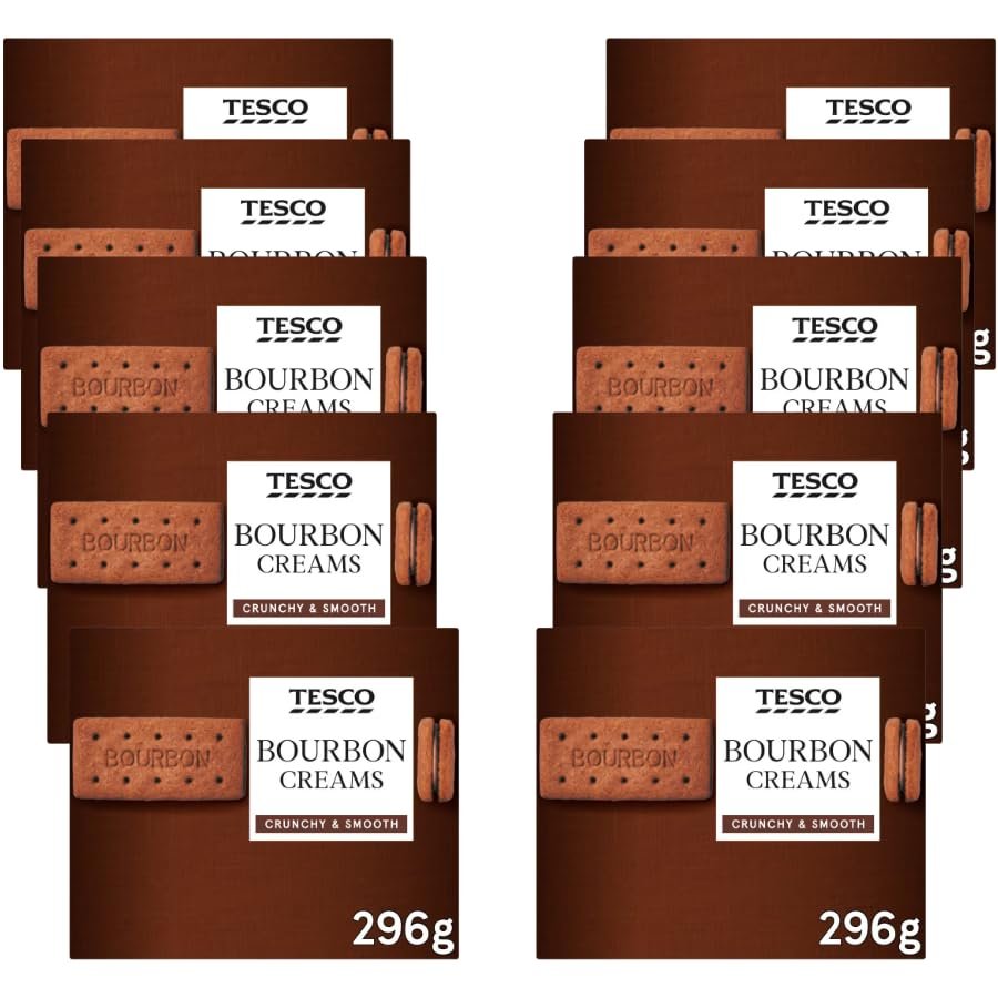 Biscuit Bars Bundle with Bourbon Creams Biscuits 296G - 10 Pack | Chocolate Sandwich Biscuit with a Chocolate Flavoured Filling.