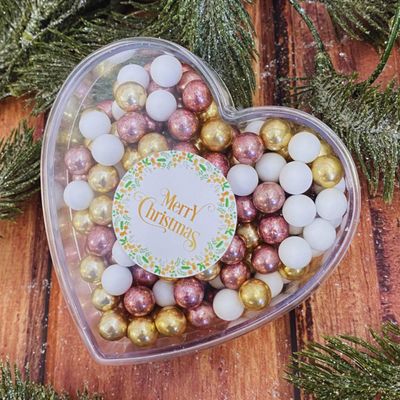 EinsSein Chocolate Christmas Heart Merry Christmas White Gold Pink Santa Gift Secret Santa Gift Chocolate Balls Small Gifts for Christmas Santa Christmas